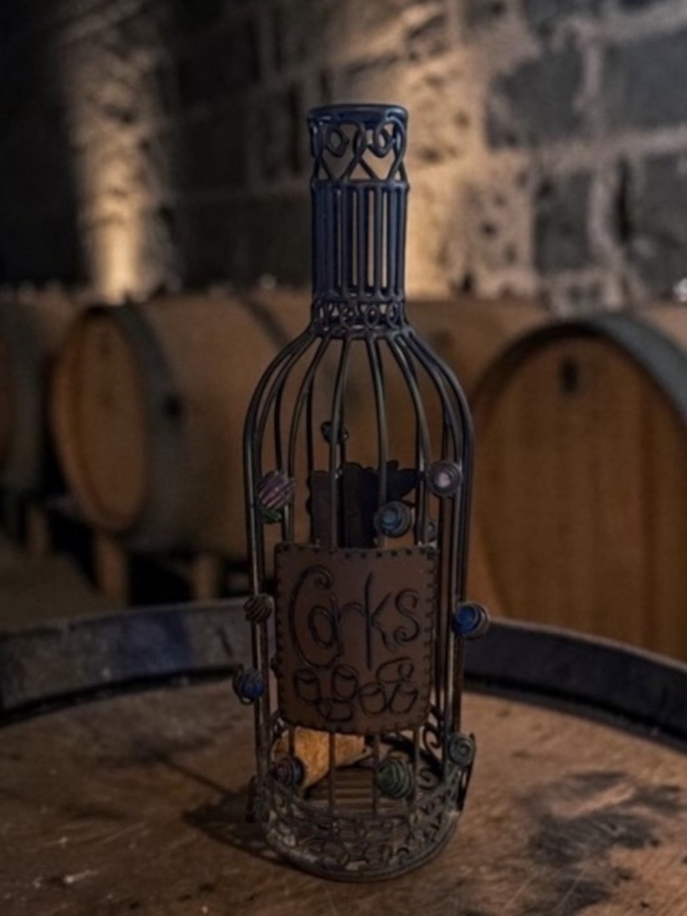 Decorative Black Metal Wine Bottle Cork Holder